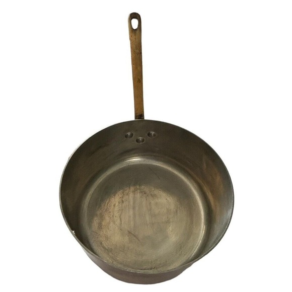 French Copper Sauce Pan 8” X 3 7/8” Brass Handle Made In Vintage Excellent Cond - Picture 3 of 10